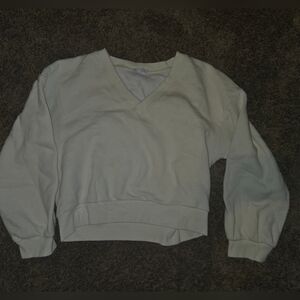 Beyond Yoga Cream V-Neck Cropped Top Sweater Size Large